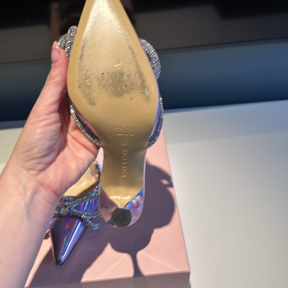 Worn Once Mach & Mach Bow Iridescent Mules, Size … - image 5